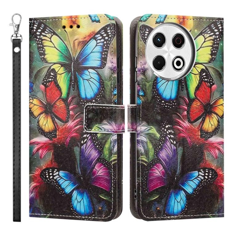 For Tecno Spark 30 Pro Painted Pattern Vegan Leather Phone Case with Strap