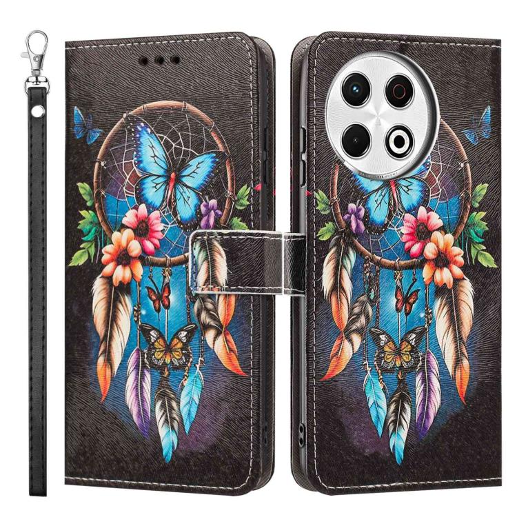 For Tecno Spark 30 Pro Painted Pattern Vegan Leather Phone Case with Strap
