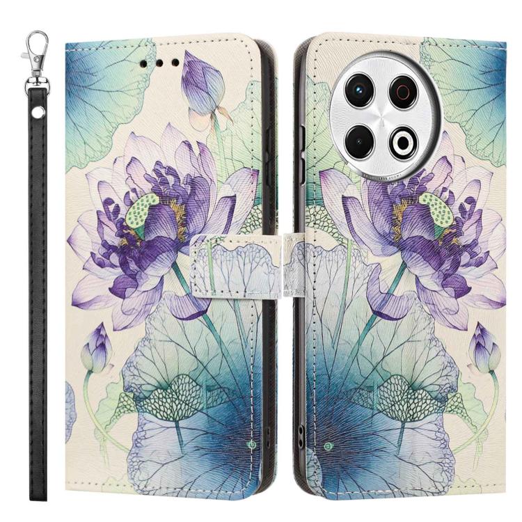 For Tecno Spark 30 Pro Painted Pattern Vegan Leather Phone Case with Strap