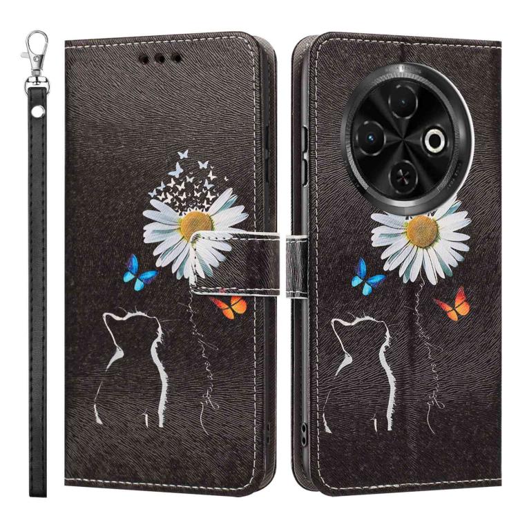 For Tecno Spark 30C Painted Pattern Vegan Leather Phone Case with Strap