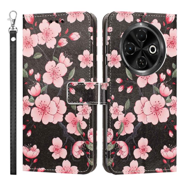 For Tecno Spark 30C Painted Pattern Vegan Leather Phone Case with Strap