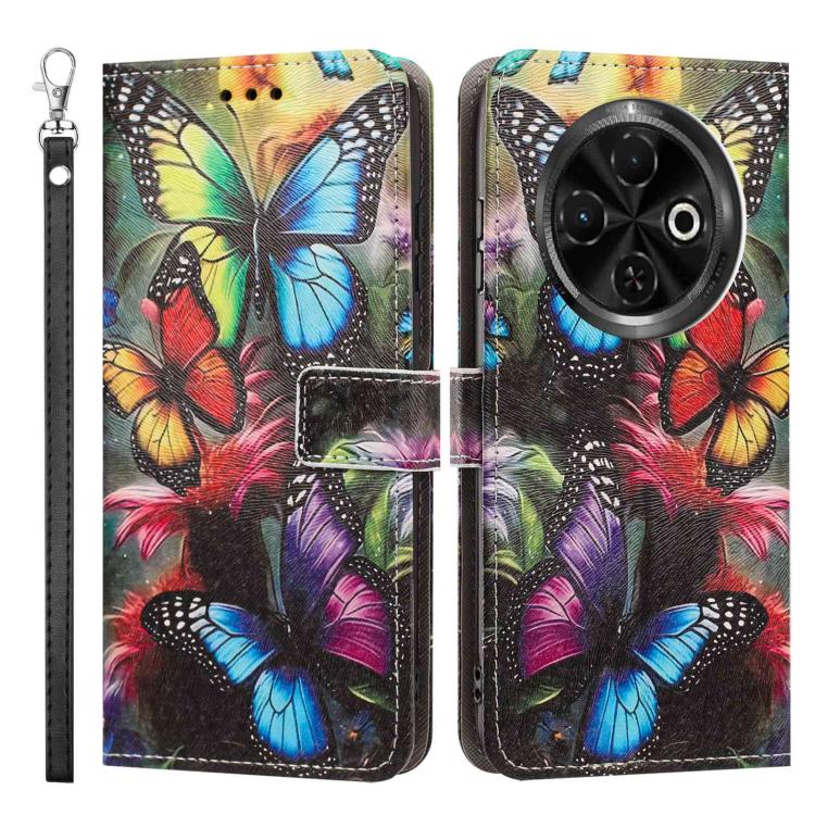 For Tecno Spark 30C Painted Pattern Vegan Leather Phone Case with Strap
