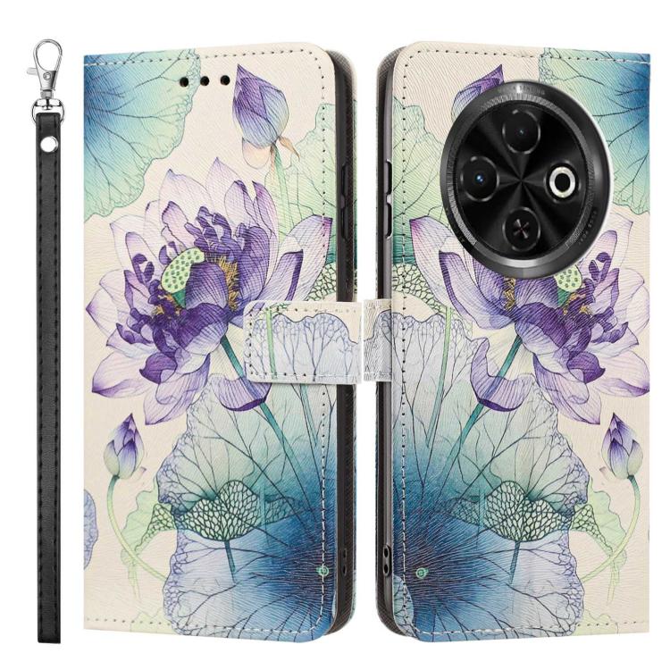 For Tecno Spark 30C Painted Pattern Vegan Leather Phone Case with Strap
