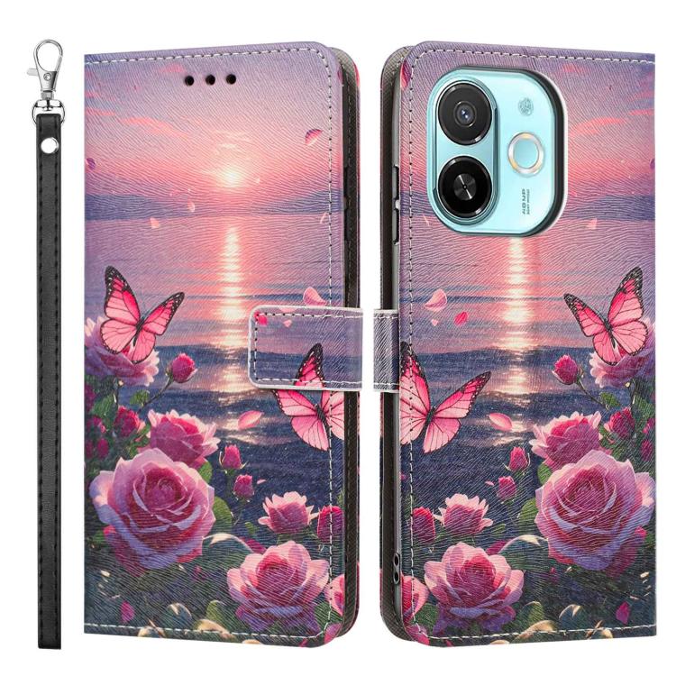 For Tecno Spark 30C 5G/Pop 9 5G Painted Pattern Vegan Leather Phone Case with Strap