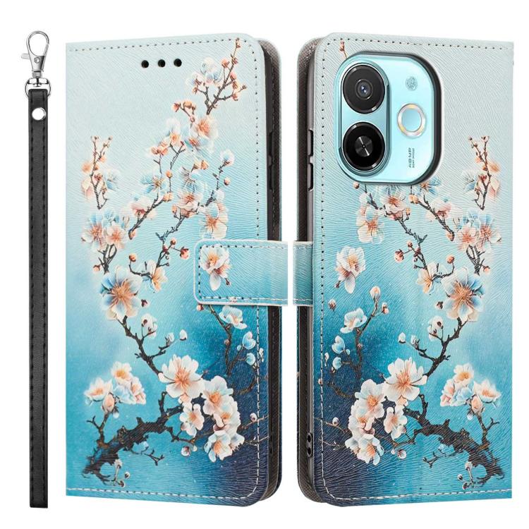 For Tecno Spark 30C 5G/Pop 9 5G Painted Pattern Vegan Leather Phone Case with Strap