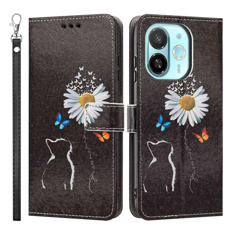 For Tecno Spark 30C 5G/Pop 9 5G Painted Pattern Vegan Leather Phone Case with Strap