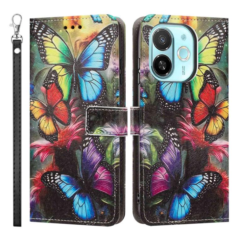 For Tecno Spark 30C 5G/Pop 9 5G Painted Pattern Vegan Leather Phone Case with Strap