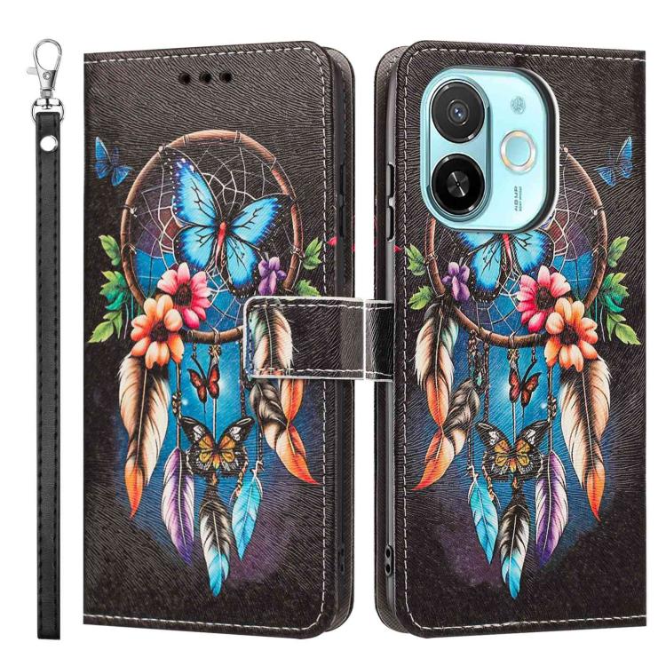 For Tecno Spark 30C 5G/Pop 9 5G Painted Pattern Vegan Leather Phone Case with Strap