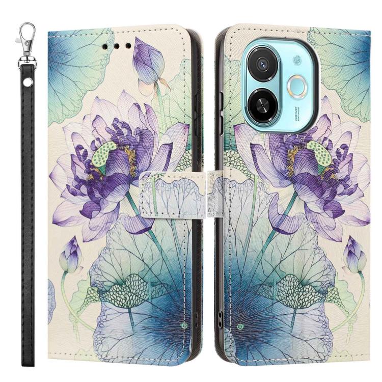 For Tecno Spark 30C 5G/Pop 9 5G Painted Pattern Vegan Leather Phone Case with Strap