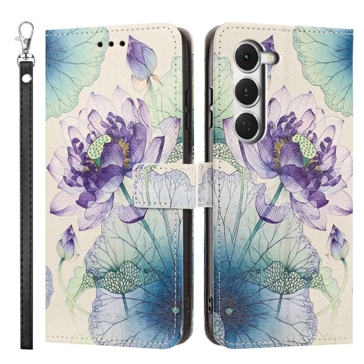 For Tecno Spark 40 Pro 4G Painted Pattern Vegan Leather Phone Case with Strap