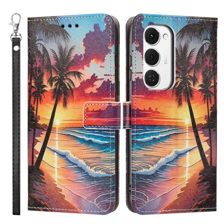 For Tecno Spark 40 Pro+ 4G Painted Pattern Vegan Leather Phone Case with Strap