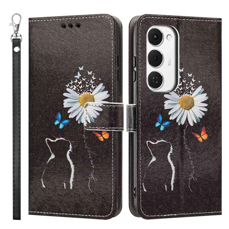 For Tecno Spark 40 Pro+ 4G Painted Pattern Vegan Leather Phone Case with Strap