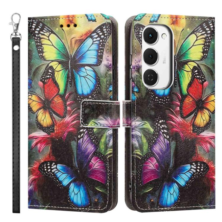 For Tecno Spark 40 Pro+ 4G Painted Pattern Vegan Leather Phone Case with Strap
