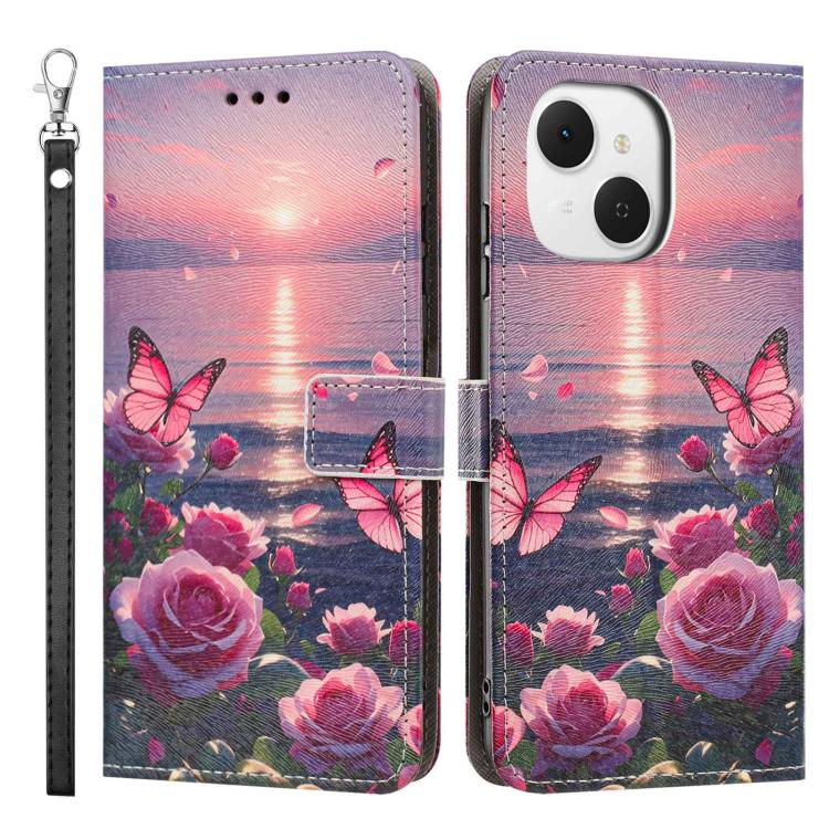 For Tecno Spark 40C Painted Pattern Vegan Leather Phone Case with Strap