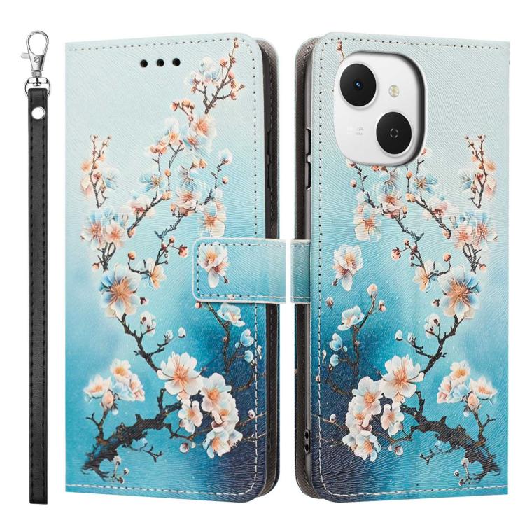 For Tecno Spark 40C Painted Pattern Vegan Leather Phone Case with Strap