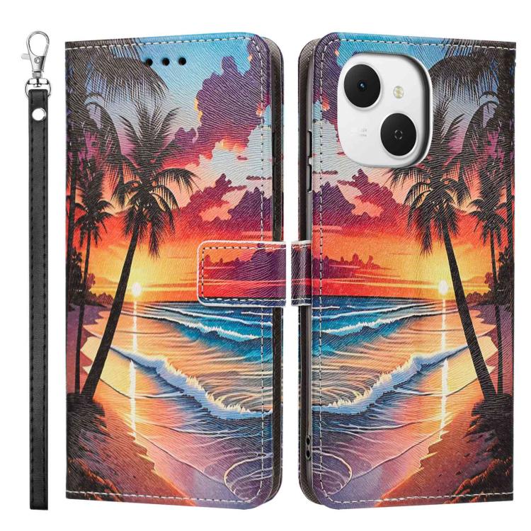 For Tecno Spark 40C Painted Pattern Vegan Leather Phone Case with Strap