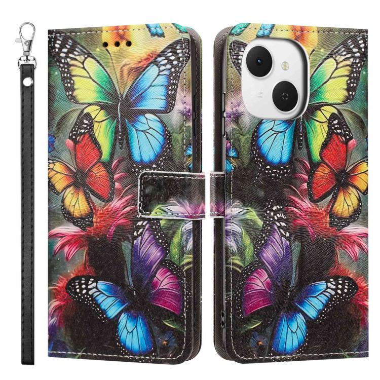 For Tecno Spark 40C Painted Pattern Vegan Leather Phone Case with Strap