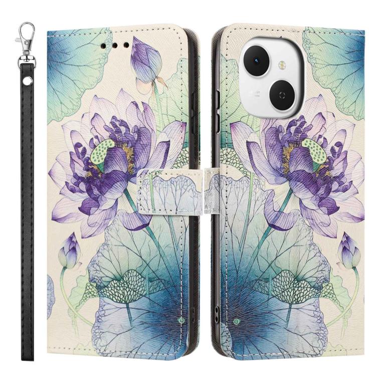 For Tecno Spark 40C Painted Pattern Vegan Leather Phone Case with Strap
