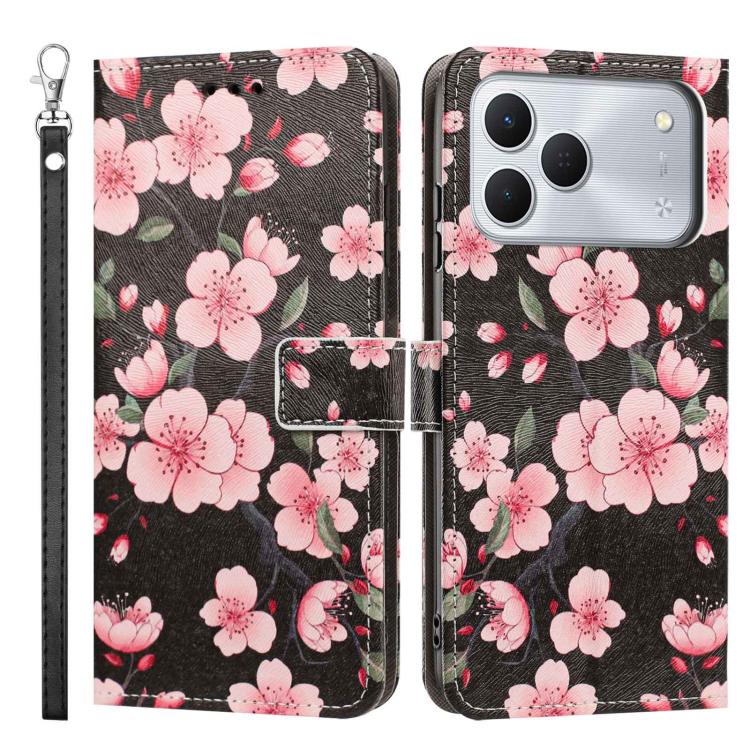 For Tecno Spark 50 4G/KN4 Painted Pattern Vegan Leather Phone Case with Strap