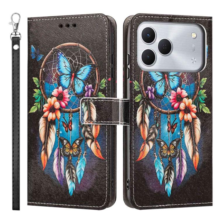 For Tecno Spark 50 4G/KN4 Painted Pattern Vegan Leather Phone Case with Strap