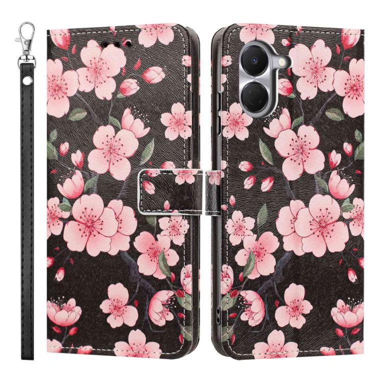 For Tecno Spark Go 3 Painted Pattern Vegan Leather Phone Case with Strap