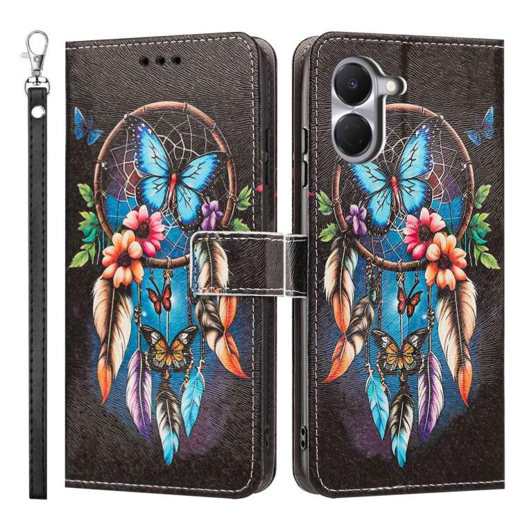 For Tecno Spark Go 3 Painted Pattern Vegan Leather Phone Case with Strap