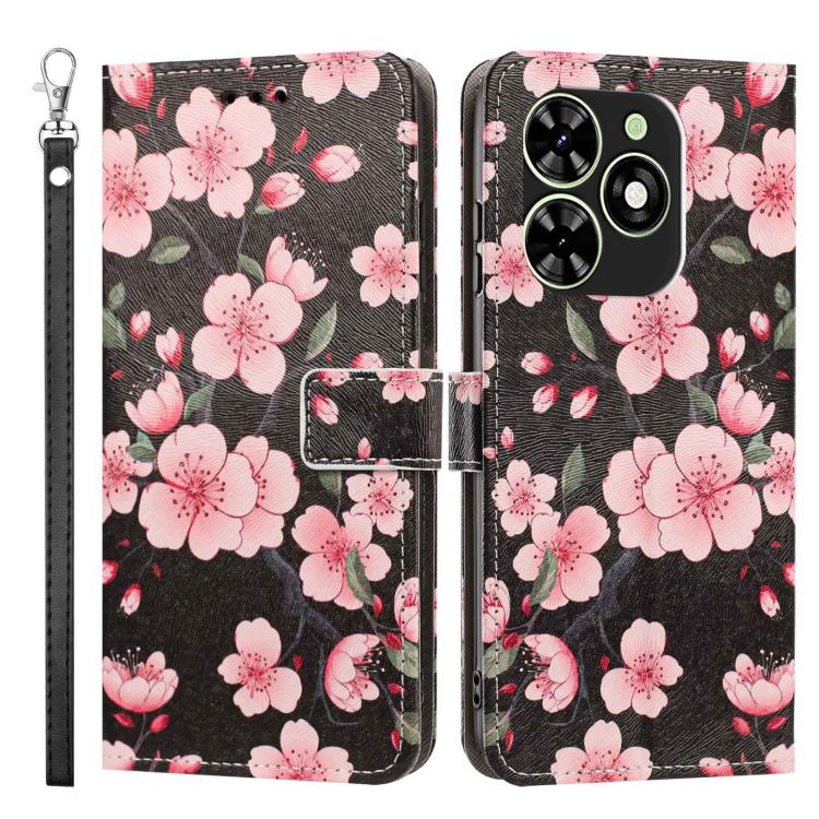 For Tecno Spark Go 4G 2024 Painted Pattern Vegan Leather Phone Case with Strap