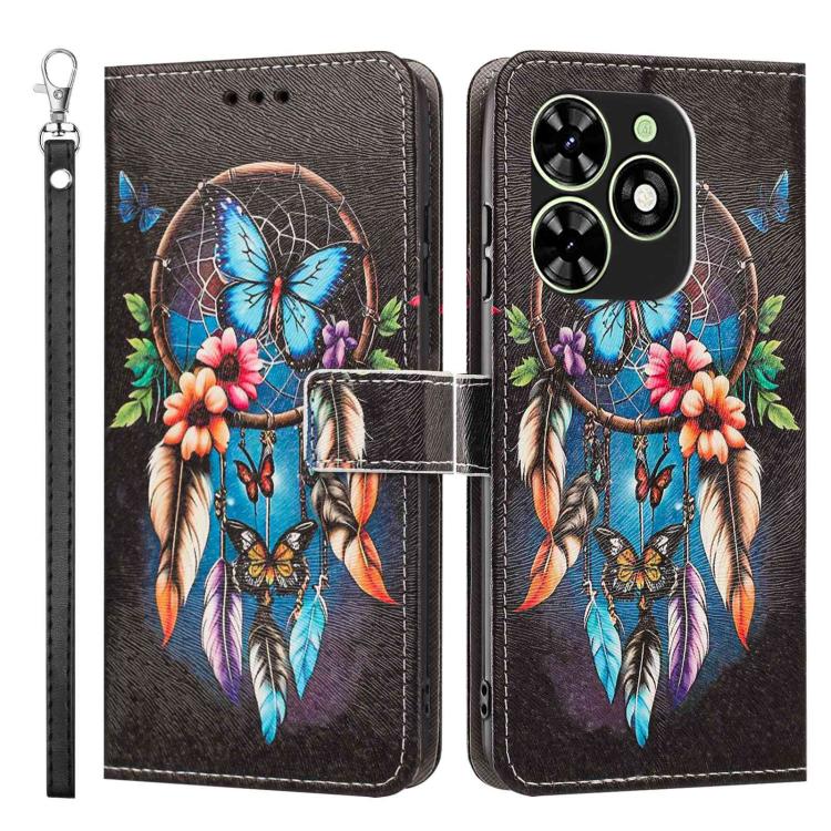 For Tecno Spark Go 4G 2024 Painted Pattern Vegan Leather Phone Case with Strap