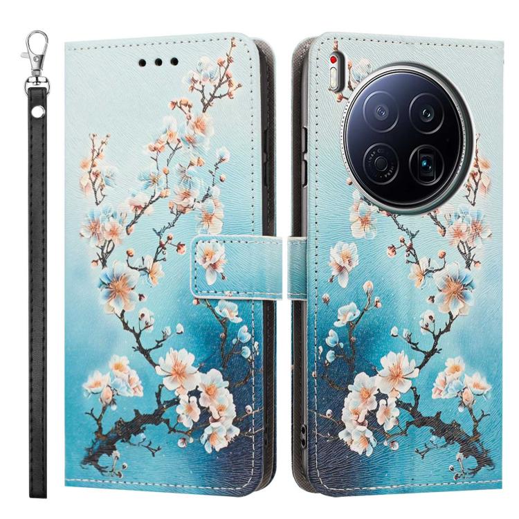 For Tecno Camon 40 Premier Painted Pattern Vegan Leather Phone Case with Strap