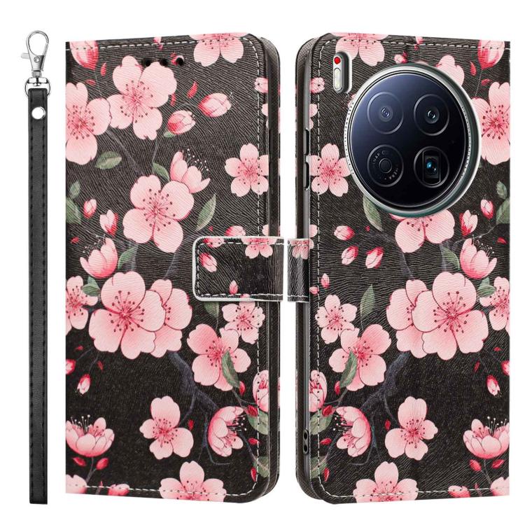 For Tecno Camon 40 Premier Painted Pattern Vegan Leather Phone Case with Strap