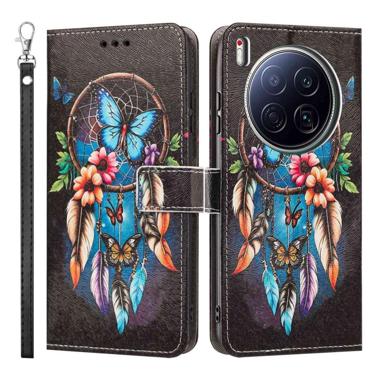 For Tecno Camon 40 Premier Painted Pattern Vegan Leather Phone Case with Strap