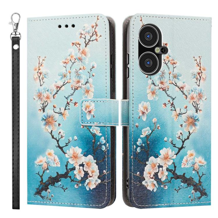 For Tecno Pova Neo 3 Painted Pattern Vegan Leather Phone Case with Strap
