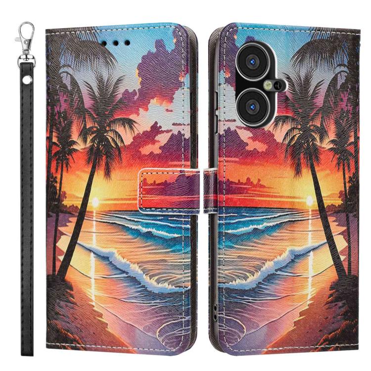 For Tecno Pova Neo 3 Painted Pattern Vegan Leather Phone Case with Strap