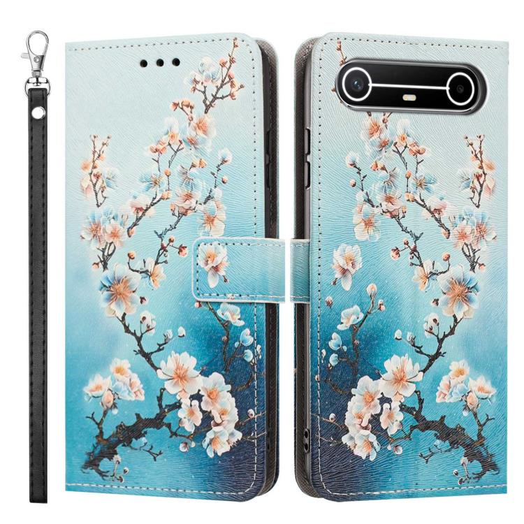 For Tecno Spark Slim Painted Pattern Vegan Leather Phone Case with Strap