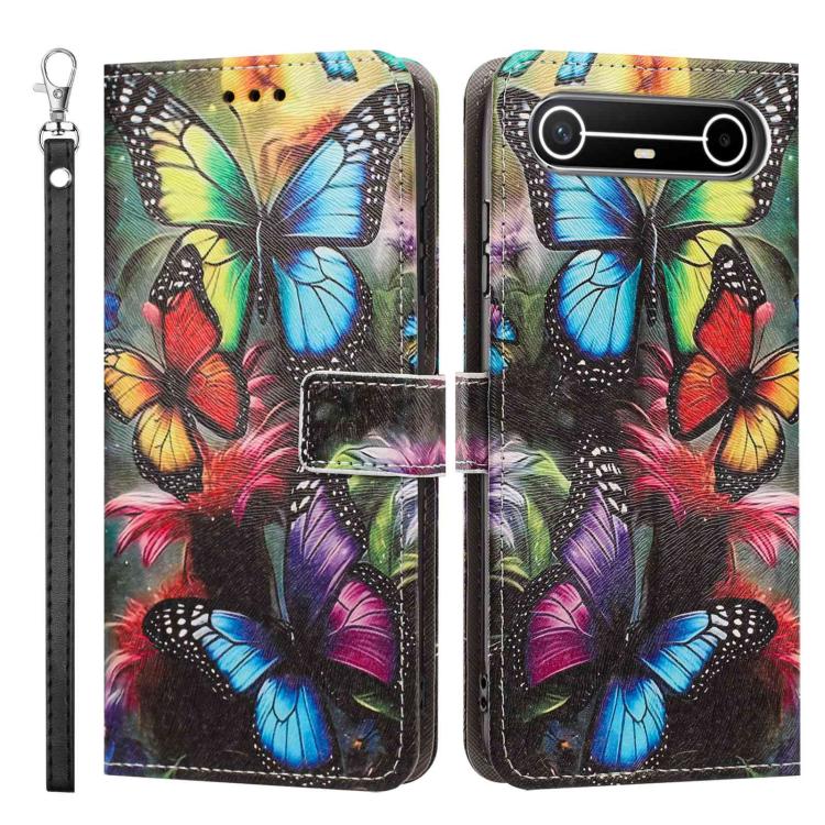 For Tecno Spark Slim Painted Pattern Vegan Leather Phone Case with Strap