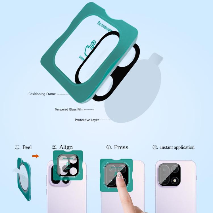 For  OnePlus 15 2pcs/Set LeReach TF Series Snap Version HD Wear-Resistant Camera Lens Glass Film - Black