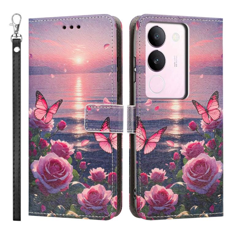 For vivo S17 Painted Pattern Vegan Leather Phone Case with Strap