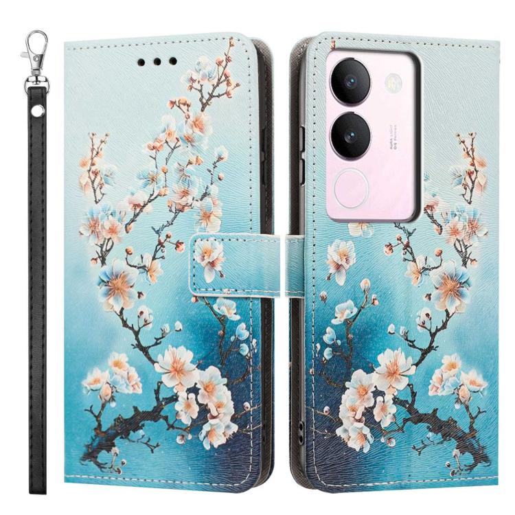 For vivo S17 Painted Pattern Vegan Leather Phone Case with Strap