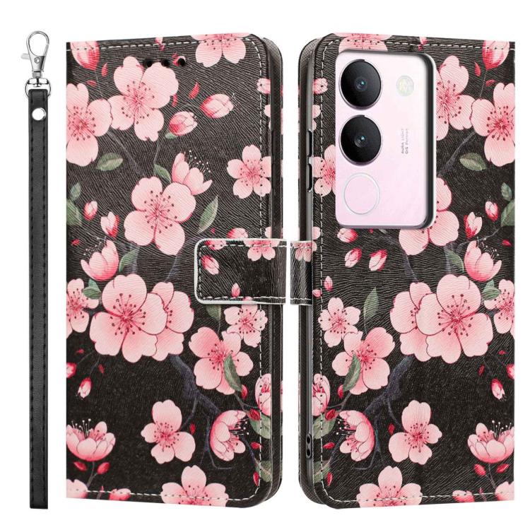 For vivo S17 Painted Pattern Vegan Leather Phone Case with Strap