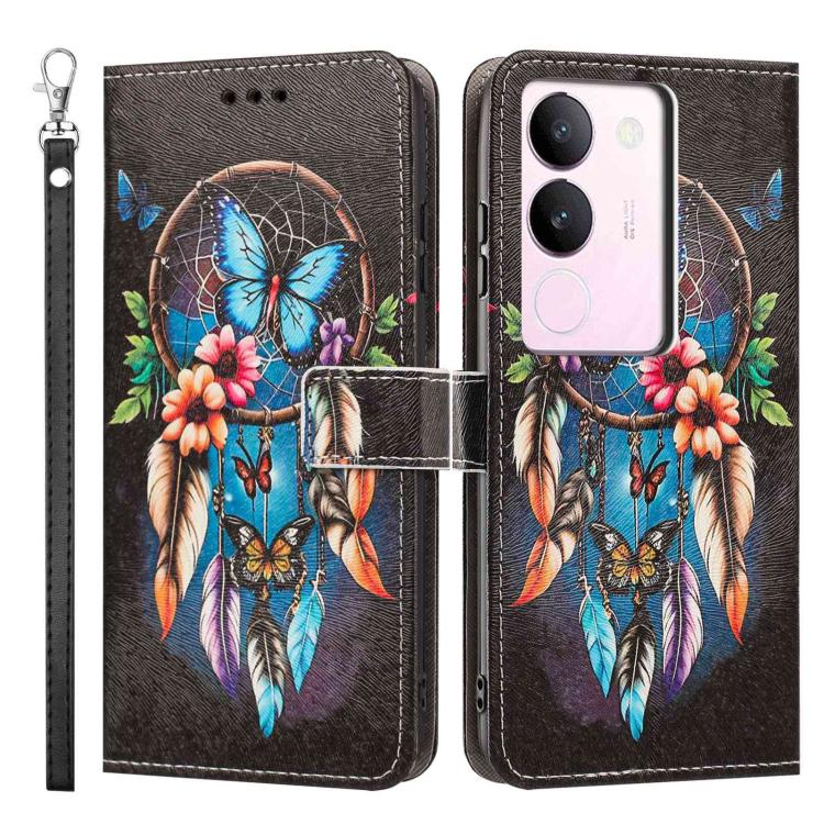 For vivo S17 Painted Pattern Vegan Leather Phone Case with Strap