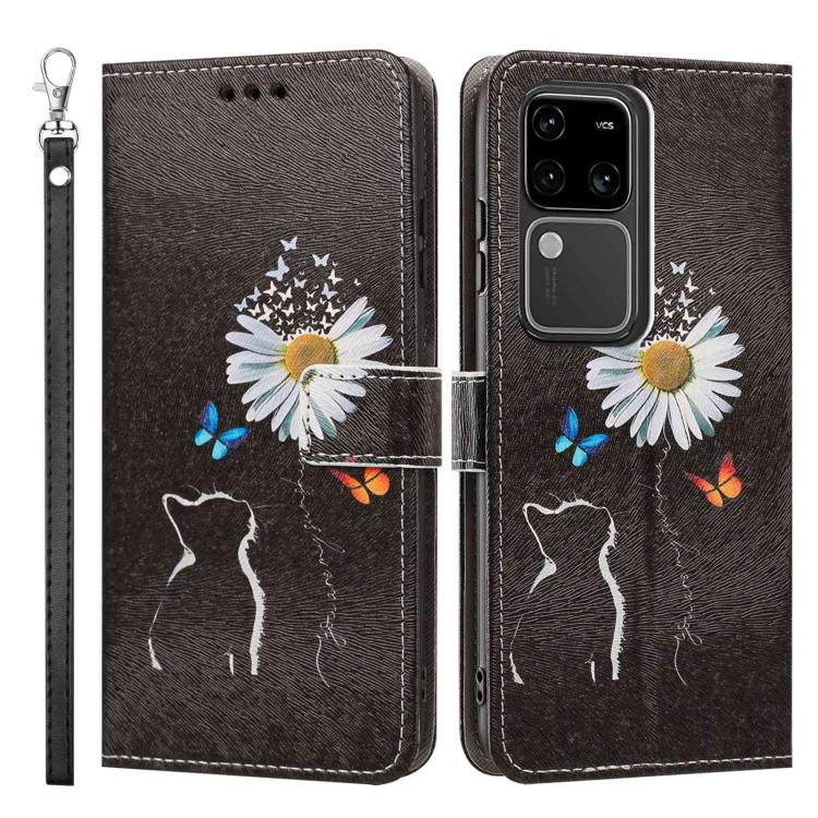 For vivo S18 Painted Pattern Vegan Leather Phone Case with Strap