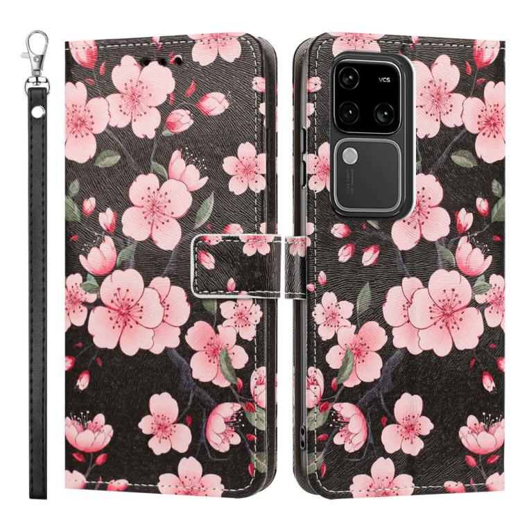 For vivo S18 Painted Pattern Vegan Leather Phone Case with Strap