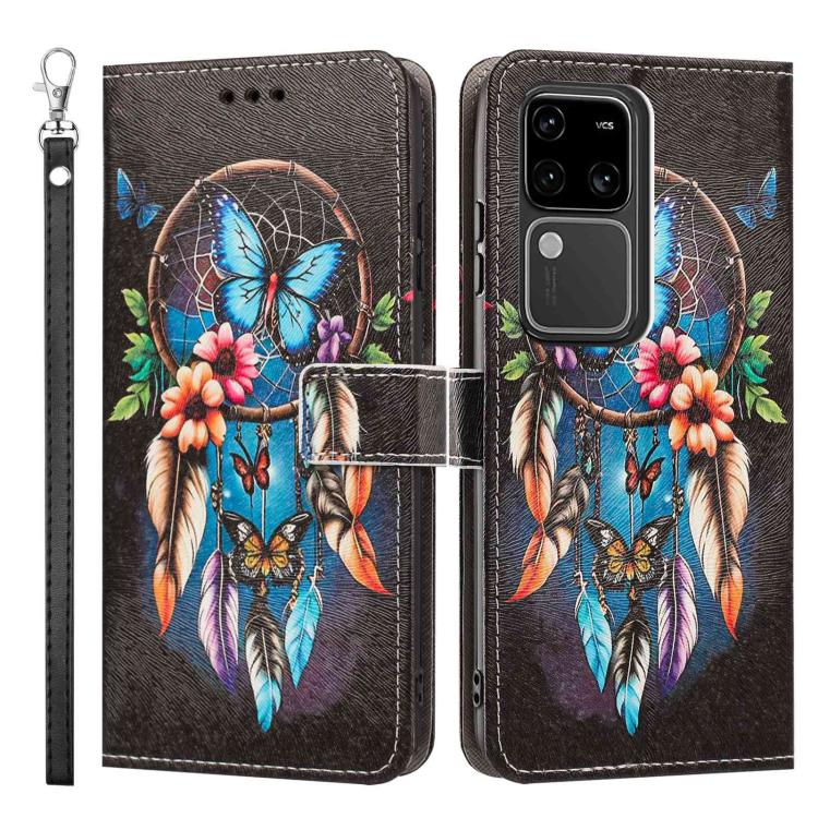 For vivo S18 Painted Pattern Vegan Leather Phone Case with Strap