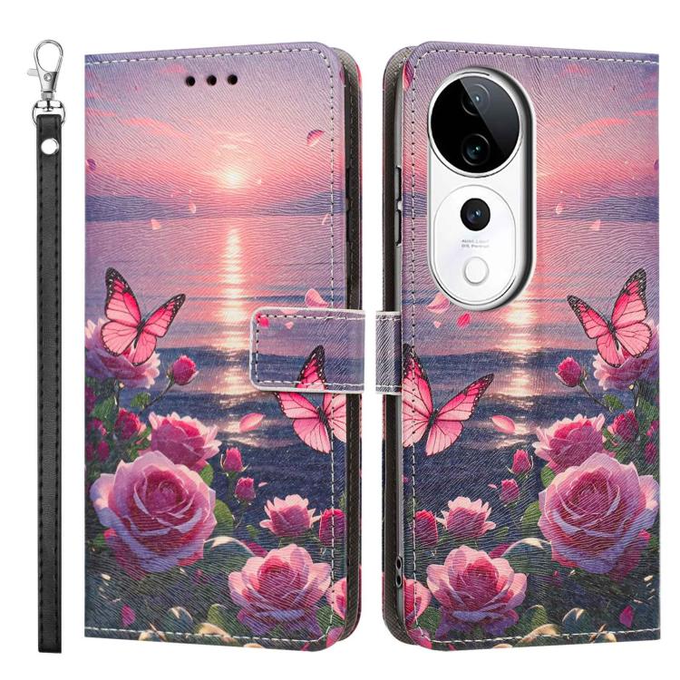 For vivo S19 Pro Painted Pattern Vegan Leather Phone Case with Strap