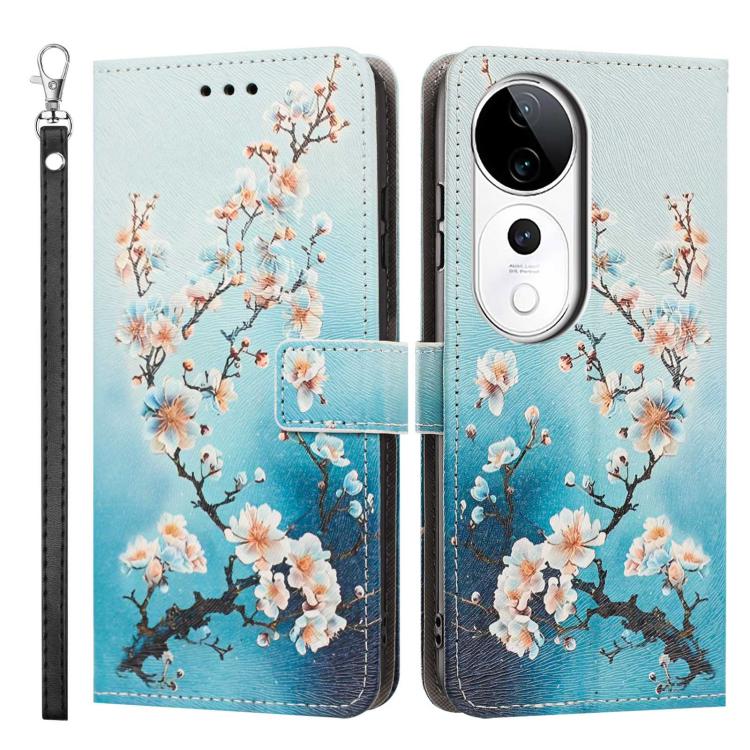 For vivo S19 Pro Painted Pattern Vegan Leather Phone Case with Strap