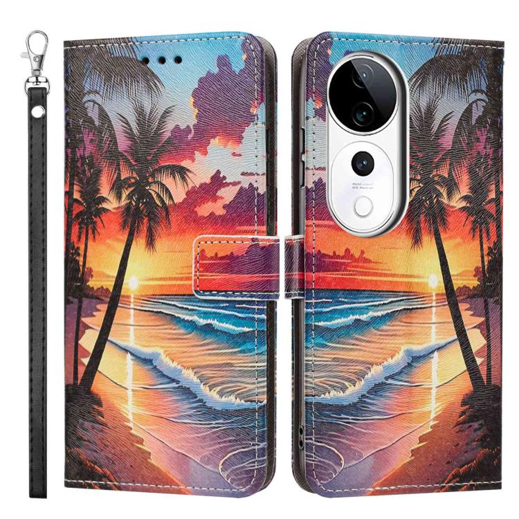 For vivo S19 Pro Painted Pattern Vegan Leather Phone Case with Strap