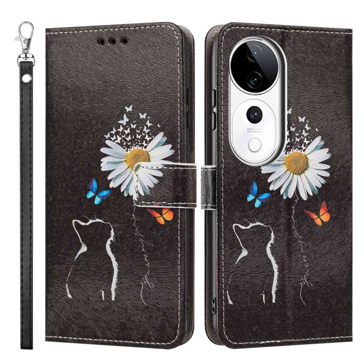 For vivo S19 Pro Painted Pattern Vegan Leather Phone Case with Strap
