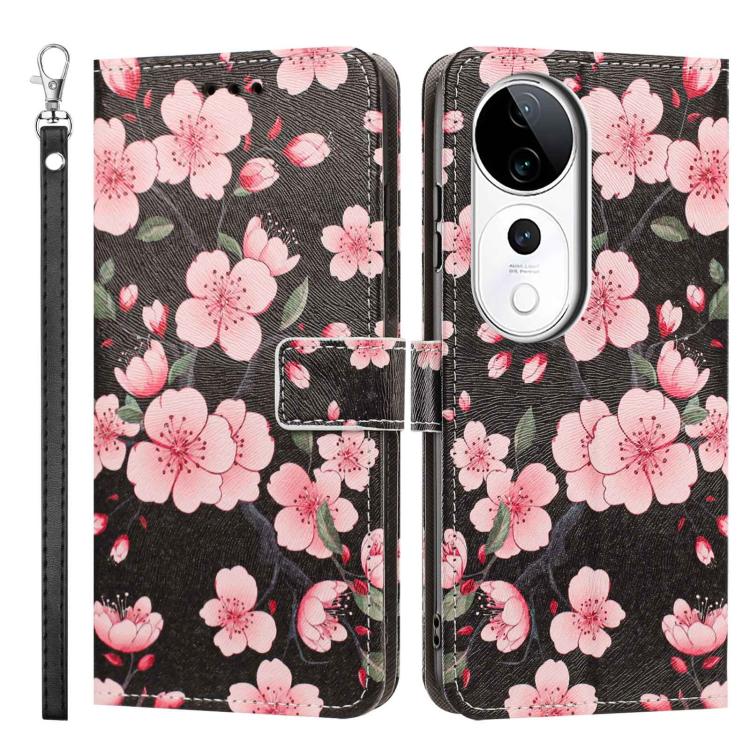 For vivo S19 Pro Painted Pattern Vegan Leather Phone Case with Strap