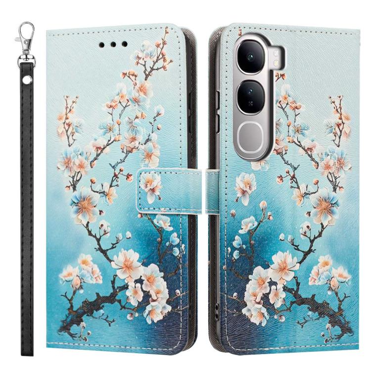 For vivo V40 Lite 5G IDN Painted Pattern Vegan Leather Phone Case with Strap