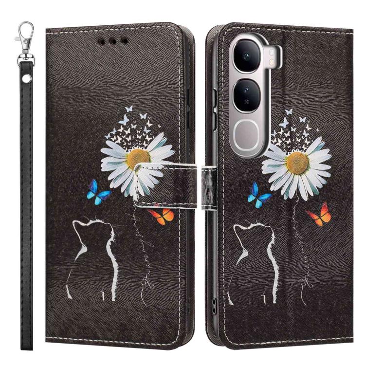 For vivo V40 Lite 5G IDN Painted Pattern Vegan Leather Phone Case with Strap